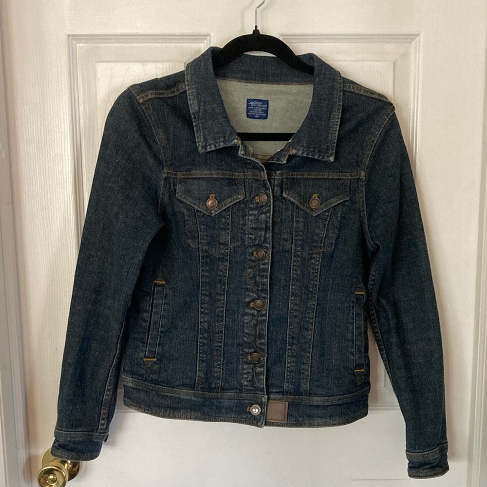 5/$15 Jockey Denim Jacket cotton spandex cool faux leather accents size XS - Picture 2 of 10